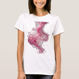 Stylish Silver GLAMOUROUS LIQUID Artistic Motif T-Shirt