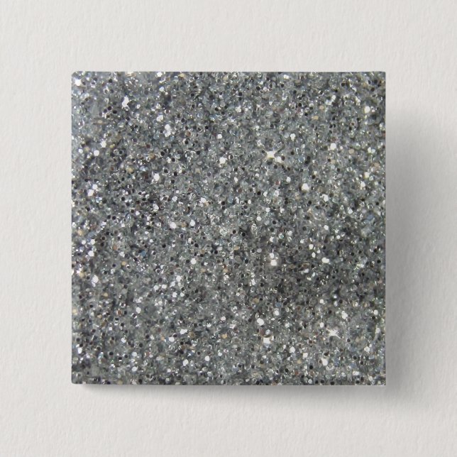 Stylish Silver Glitter Glitz Photo 15 Cm Square Badge (Front)