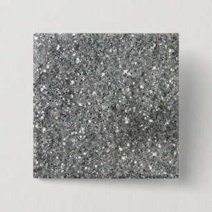 Stylish Silver Glitter Glitz Photo 15 Cm Square Badge