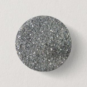 Stylish Silver Glitter Glitz Photo 3 Cm Round Badge