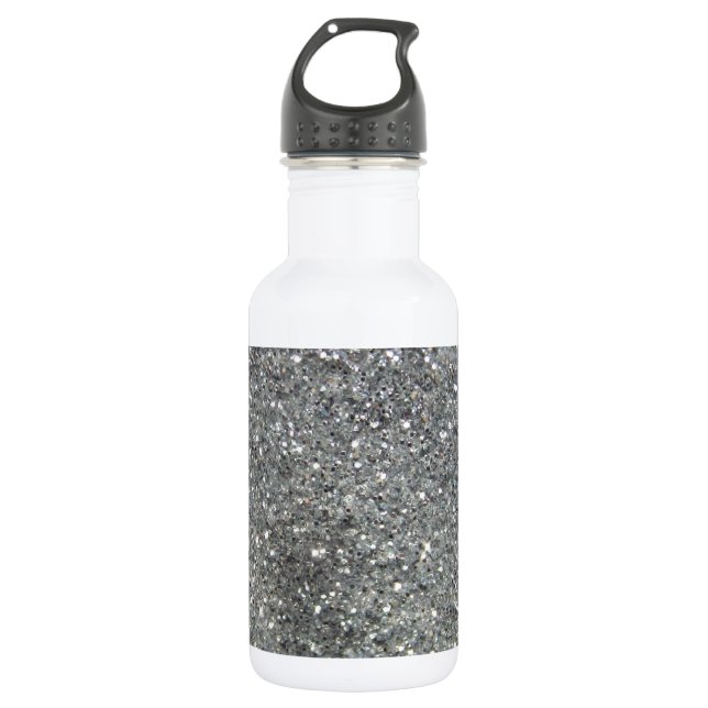 Stylish Silver Glitter Glitz Photo 532 Ml Water Bottle (Front)