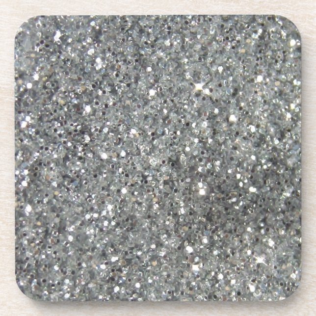 Stylish Silver Glitter Glitz Photo Coaster (Front)