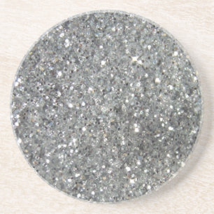 Stylish Silver Glitter Glitz Photo Coaster