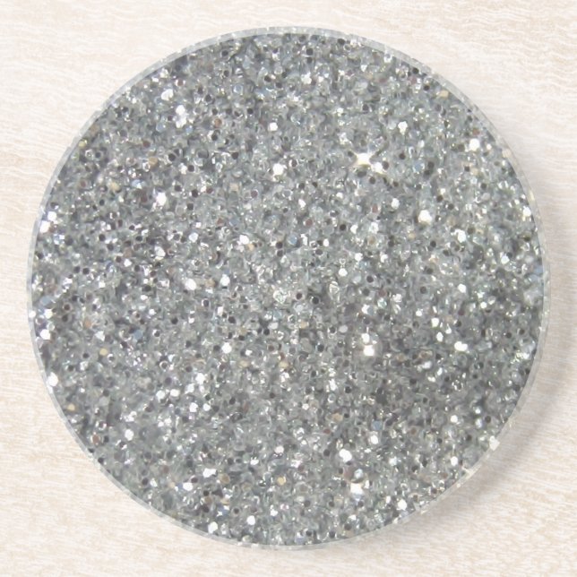 Stylish Silver Glitter Glitz Photo Coaster (Front)