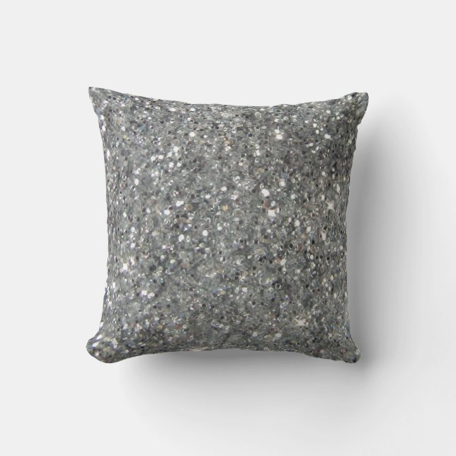 Stylish Silver Glitter Glitz Photo Cushion (Front)