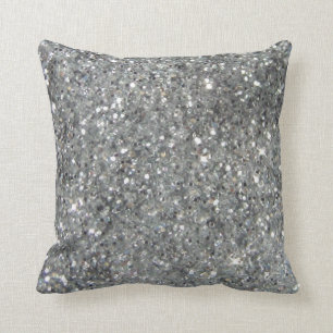 Stylish Silver Glitter Glitz Photo Cushion