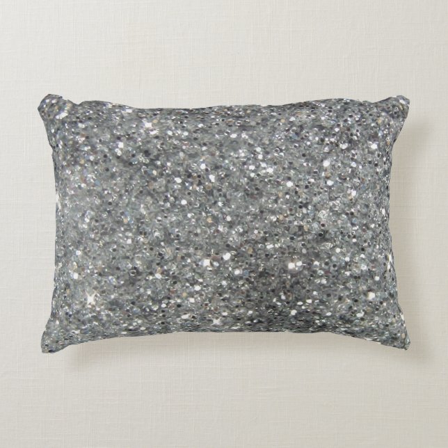Stylish Silver Glitter Glitz Photo Decorative Cushion (Front)
