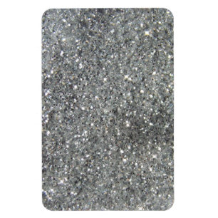 Stylish Silver Glitter Glitz Photo Magnet