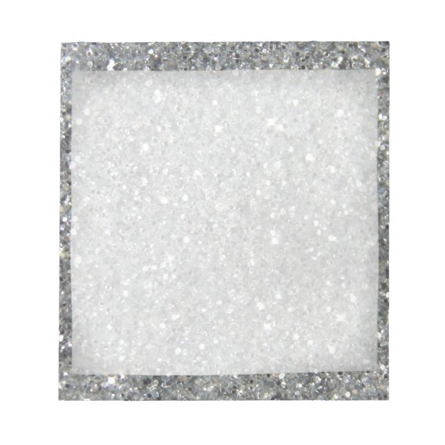 Stylish Silver Glitter Glitz Photo Notepad (Front)