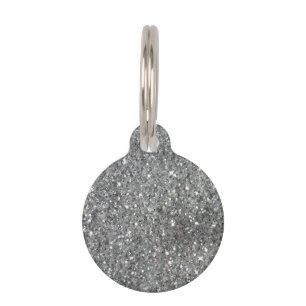 Stylish Silver Glitter Glitz Photo Pet Tag
