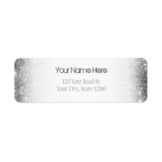 Stylish Silver Glitter Glitz Photo Return Address Label