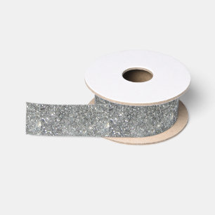 Stylish Silver Glitter Glitz Photo Satin Ribbon