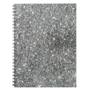 Stylish Silver Glitter Glitz Print Notebook