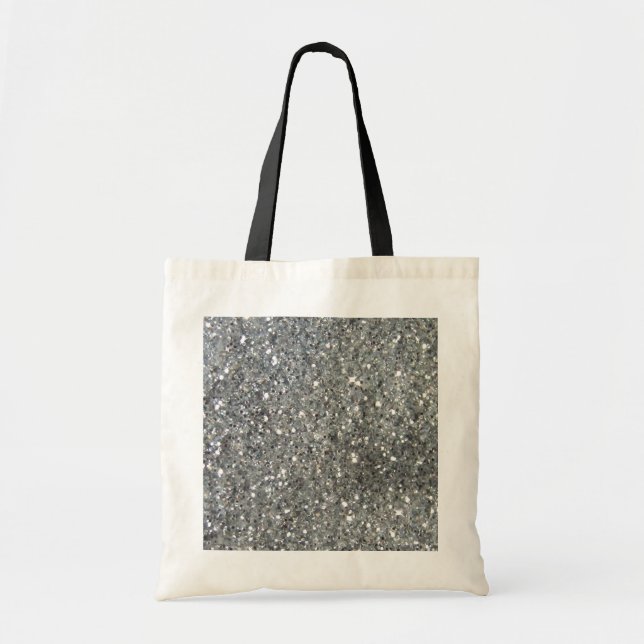 Stylish Silver Glitter Glitz Print Tote Bag (Front)