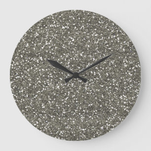 Stylish Silver Glitter Large Clock