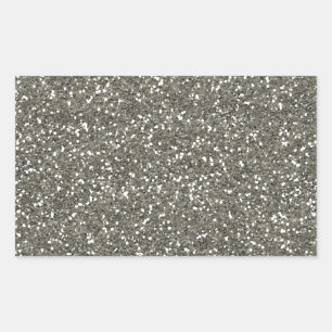Stylish Silver Glitter Rectangular Sticker
