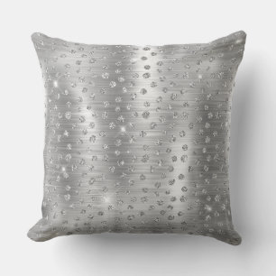 Stylish Silver Glitter Wild Cheetah Spots Pattern Cushion