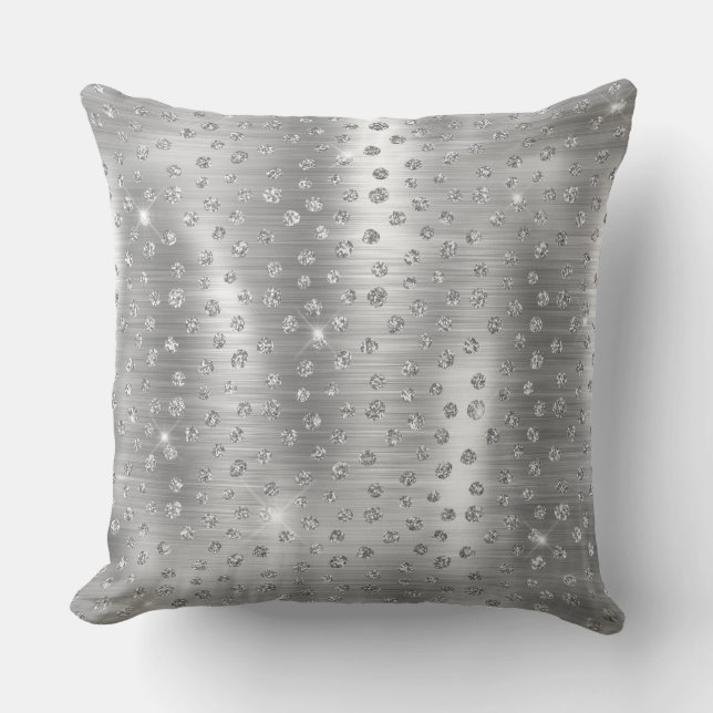 Stylish Silver Glitter Wild Cheetah Spots Pattern Cushion (Front)