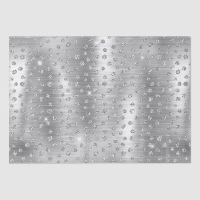 Stylish Silver Glitter Wild Cheetah Spots Pattern Tissue Paper (Front)