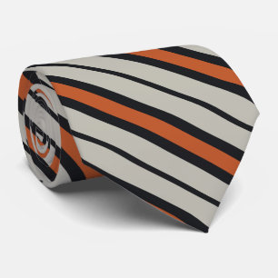 Stylish Silver Grey Navy Orange Red Stripe Pattern Tie