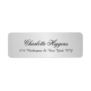Stylish Silver Grey Plain Elegant Unique Script Return Address Label