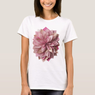 Stylish Silver PINK FLOWER Print T-Shirt