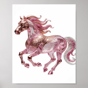 Stylish Silver PINK GLASS HORSE Quote Design Poster