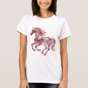Stylish Silver PINK GLASS HORSE Quote Design T-Shirt