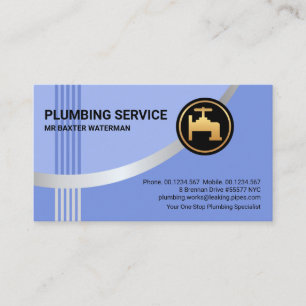 Stylish Silver Pipe Water Wave Plumbing Business Card
