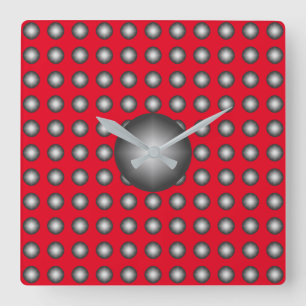 Stylish Silver Polka Dot. Background customisable Square Wall Clock