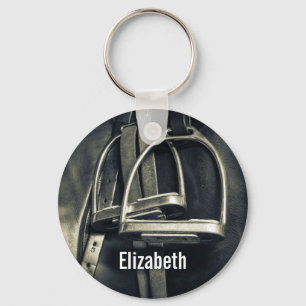 Stylish Silver Stirrups on English Riding Saddle Key Ring