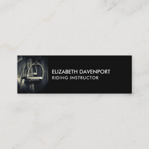 Stylish Silver Stirrups on English Riding Saddle Mini Business Card