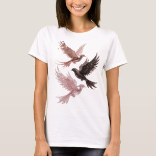 Stylish Silver THREE BLESSED BIRDS Shirt Design