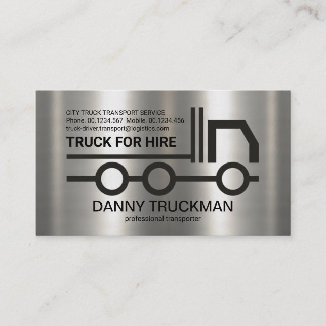 Stylish Silver Truck Frame Trucking Transport Business Card (Front)