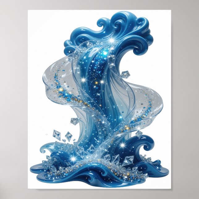 Stylish Silver WATER WAVE Poster (Front)