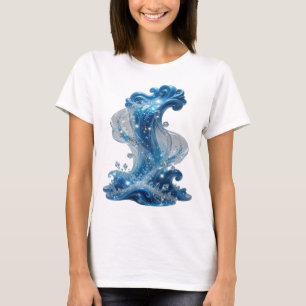 Stylish Silver WATER WAVE Slogan Tee