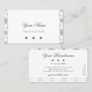 Stylish Silver White Sparkling Diamonds Elegant Business Card
