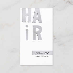 Stylish Silvery White Hairdresser Business Card