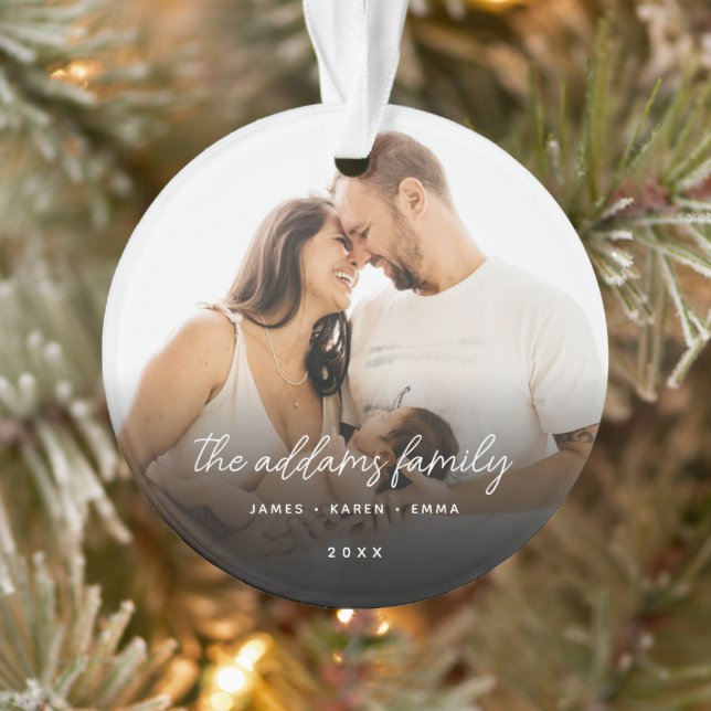 Stylish Simple Christmas Family Photo Ornament (Tree)