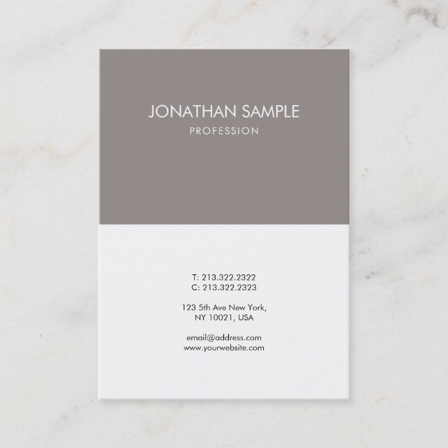 Stylish Simple Graphic Design Brown White Trendy Business Card (Front)