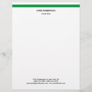 Stylish Simple Green Line White Minimalist Modern Custom Letterhead