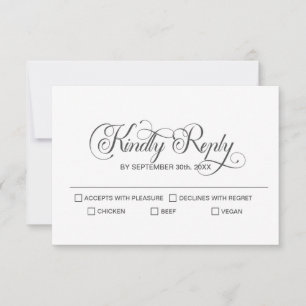 Stylish Simple Grey Text Wedding RSVP Card
