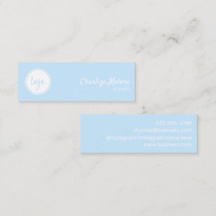 STYLISH SIMPLE HANDWRITTEN SCRIPT LOGO BLUE MINI BUSINESS CARD