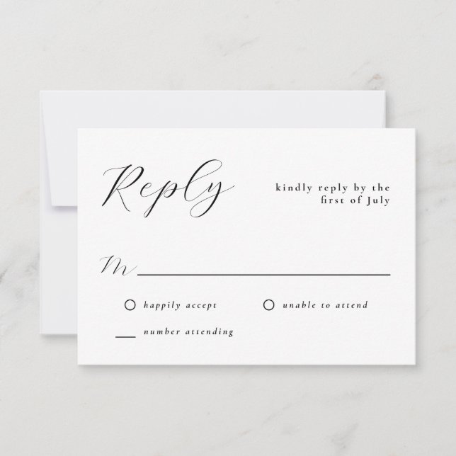 Stylish Simple Minimal Classic Wedding RSVP (Front)
