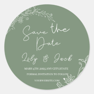 Stylish simple minimal Elegant modern sage green Classic Round Sticker