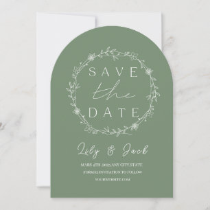 Stylish simple minimal Elegant modern sage green Save The Date