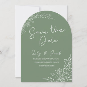Stylish simple minimal Elegant modern sage green Save The Date