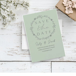 Stylish simple minimal Elegant modern sage green Save The Date