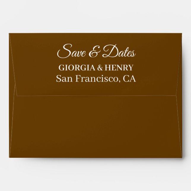 STYLISH SIMPLE MODERN MINIMLIST BROWN WEDDING ENVELOPE (Back (Top Flap))