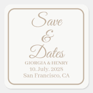 STYLISH SIMPLE MODERN MINIMLIST WHITE & BEIGE SQUARE STICKER